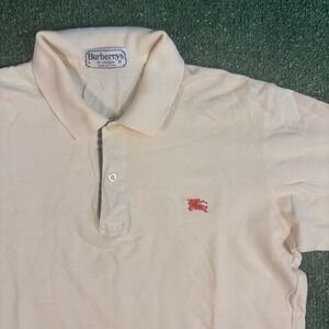 Burberrys Polo Shirt Mens L Cream Good Condition Embroidered Knight Logo